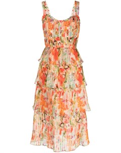 Ярусное платье со складками и цветочным принтом Marchesa notte