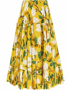 Плиссированная юбка с цветочным принтом Oscar de la renta
