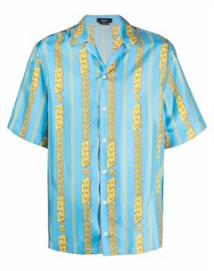 Шелковая рубашка с принтом Chain Pinstripe Versace