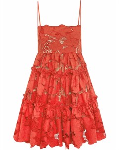 Расклешенное платье с цветочным кружевом Oscar de la renta