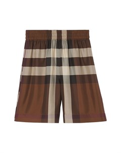 Шелковые клетчатые шорты коричневого цвета Burberry