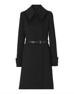 Черное кашемировое пальто с кожаным ремнем Burberry