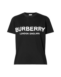 Черная футболка с крупным логотипом Burberry