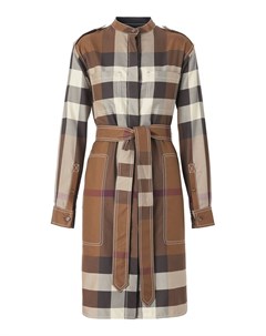 Коричневое клетчатое платье рубашка Burberry