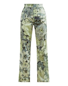 Зеленые брюки с цветочным принтом Ganni