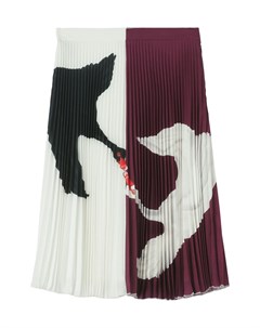 Бордово белая плиссированная юбка с принтом Burberry