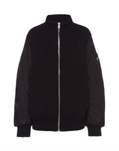 Черная комбинированная куртка Prada