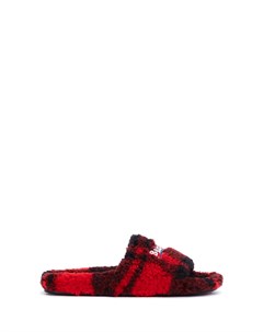 Красные пантолеты из эко меха Balenciaga