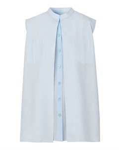 Голубая блузка из шелка без рукавов Burberry
