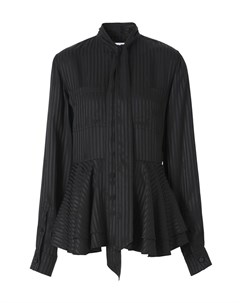 Черная шелковая блузка с баской Burberry