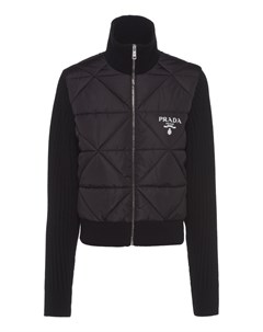 Комбинированная укороченная куртка черного цвета Prada