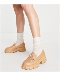 Бежевые стеганые туфли на плоской массивной подошве для широкой стопы Glamorous wide fit