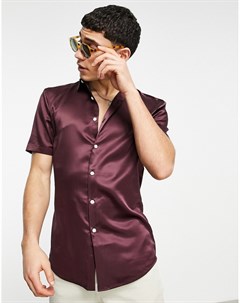 Атласная зауженная рубашка цвета винограда Asos design