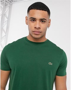 Темно зеленая футболка из хлопка пима с логотипом Lacoste