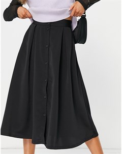 Черная юбка миди на пуговицах из переработанных материалов Monki