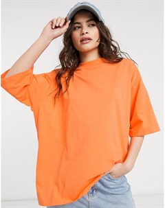 Оранжевая футболка в стиле super oversized с разрезами по бокам Asos design