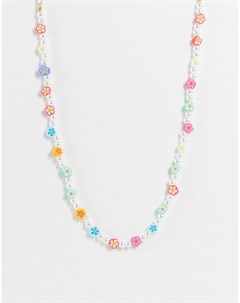 Ожерелье из искусственного жемчуга и бусин с цветочками Madein Madein.