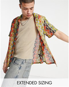 Свободная рубашка с отложным воротником и волнистым принтом в стиле кроше Asos design