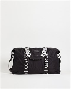 Черная спортивная сумка с отделкой лентой Consigned