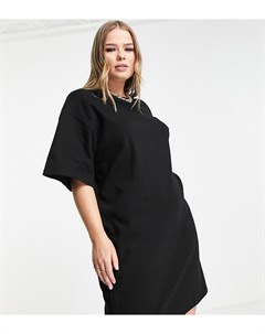 Платье футболка мини из плотного трикотажа черного цвета ASOS DESIGN Curve Edit Asos curve