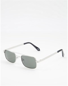 Солнцезащитные очки авиаторы в стиле 90 х в серебристой оправе с дымчатыми линзами Asos design