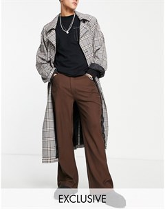 Расклешенные брюки шоколадно коричневого цвета в стиле 90 х Inspired Reclaimed vintage