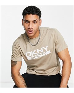 Коричневая футболка с принтом логотипа на груди DKNY Sport Dkny active