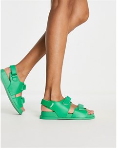Зеленые резиновые сандалии на плоской подошве France Asos design