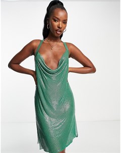 Зеленое кольчужное платье мини с бретелью через шею Simmi Simmi clothing