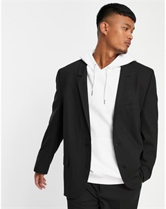 Черный костюмный пиджак с большими подплечниками Asos design
