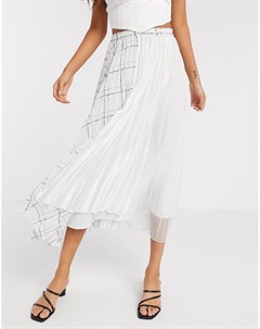 Белая плиссированная юбка миди в клетку Asos design