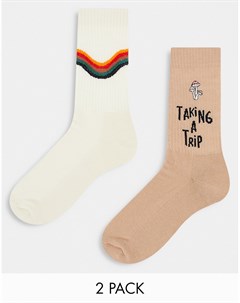 Набор из 2 пар спортивных носков с принтом грибов Asos design