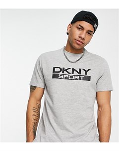Серая футболка с принтом логотипа на груди DKNY Sport Dkny active