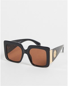 Квадратные солнцезащитные очки в крупной черной оправе в стиле oversized River island