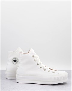 Белые высокие кеды с цветочным узором внутри Chuck Taylor Converse