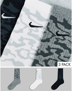 Набор из 3 пар носков с принтом зеленого серого и светло бежевого цветов в стиле унисекс Nike training