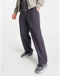 Строгие широкие брюки темно серого цвета с завышенной талией и вырезом Asos design