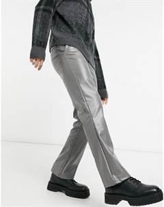 Серые блестящие брюки из искусственной кожи Asos design