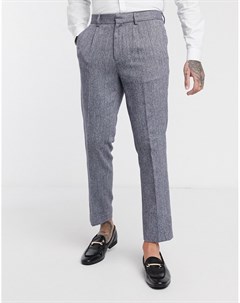 Светло серые узкие строгие брюки в елочку Burton menswear