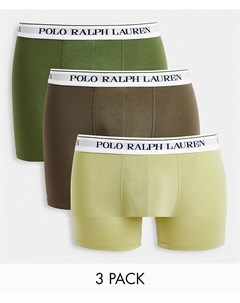 Набор из 3 боксеров брифов зеленого цвета с фирменным поясом Polo ralph lauren