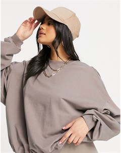 Окрашенный натуральными красителями oversized свитшот выбеленного коричневого цвета Asos design