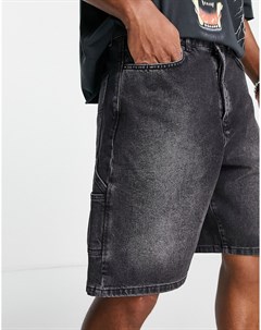 Прямые джинсовые шорты выбеленного черного цвета Topman