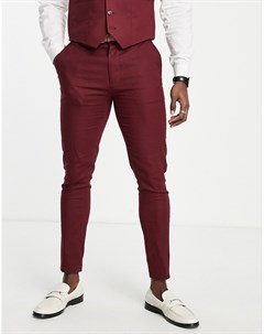 Бордовые супероблегающие брюки из льна Asos design