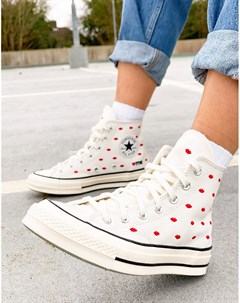 Белые кроссовки с вышивкой в виде губ Chuck 70 Converse