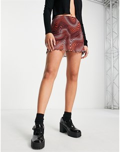 Сетчатая юбка шорты с абстрактным волнистым принтом из переработанного полиэстера Asos design