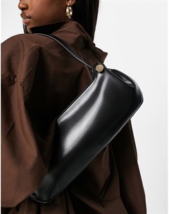 Сумка на плечо блестящего черного цвета со складками по бокам Asos design