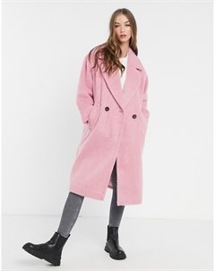 Розовое oversized пальто из фактурной ткани Asos design