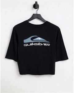 Черная футболка с рукавами до локтя и логотипом Quiksilver
