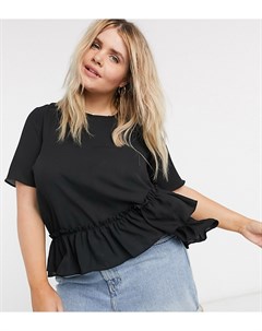 Черная футболка с оборкой ASOS DESIGN Curve Asos curve