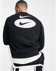 Свитшот черного цвета с логотипом галочкой на спине Nike